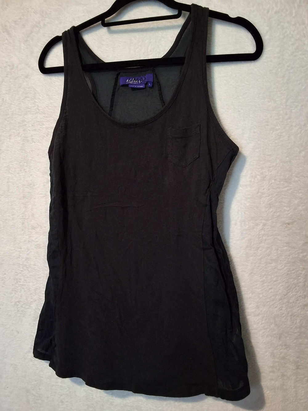 Miley Cyrus & Max Azria Black Scoop Neck Tank with Pocket Detail